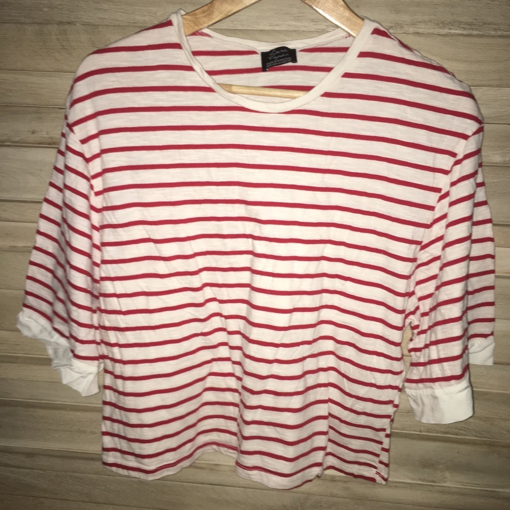 Zara ¾ striped top (M) in red & white